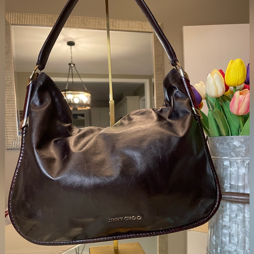 Jimmy Choo Hobo With Snake Pattern Trim (Dyed)